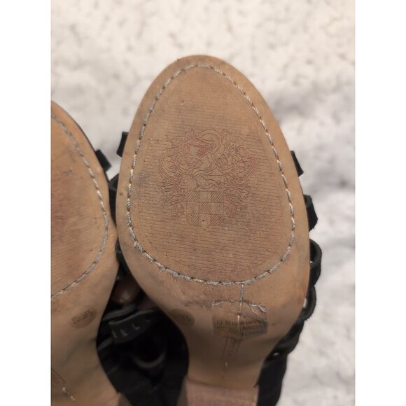 Vince Camuto VC EVALINA Black Nubuck Open Toe 3" Heel Side Zip Size 8 - Picture 7 of 9